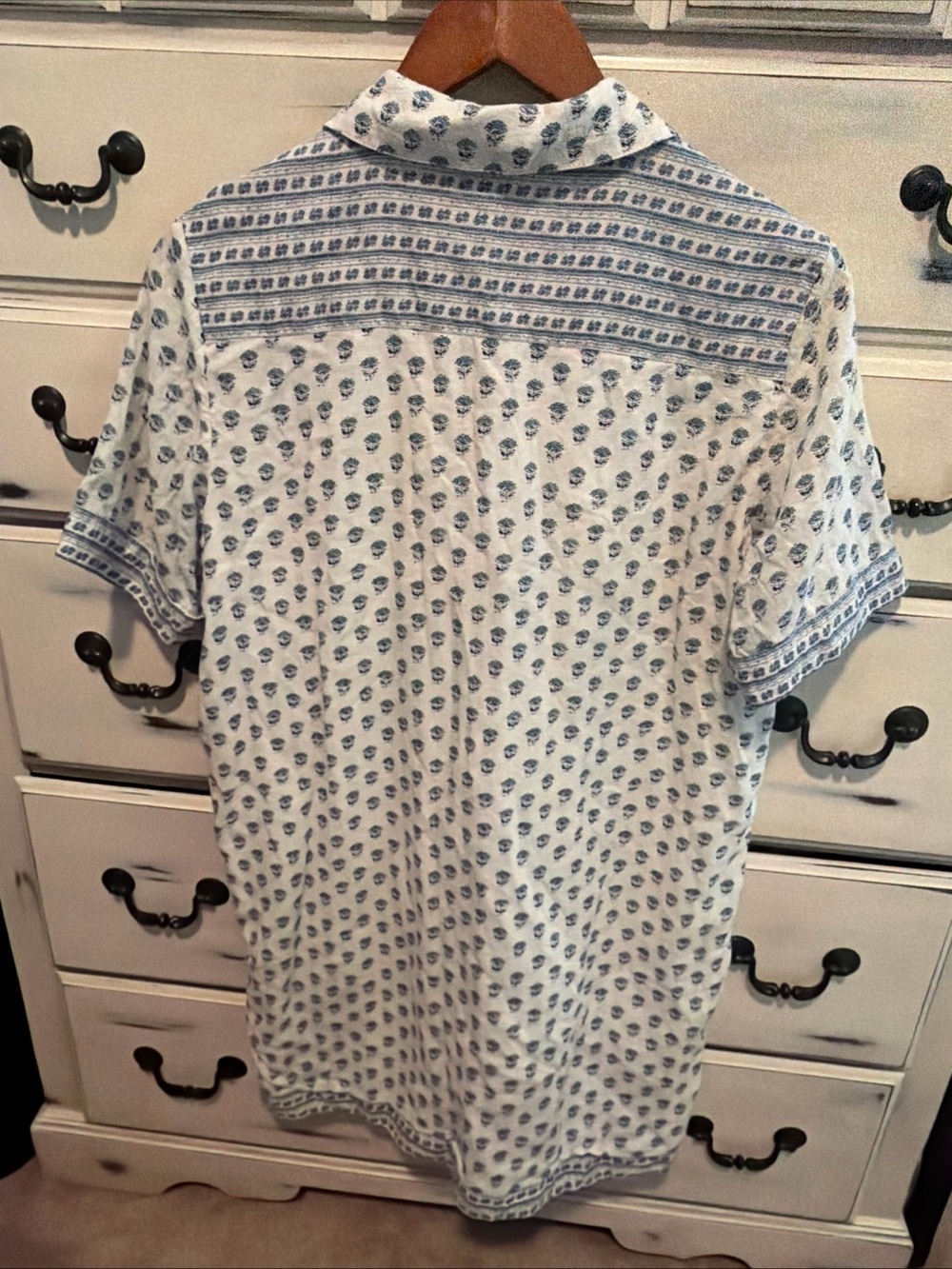 $168 Faherty Rae Linen Blend Dress Blue White Lotus Floral Medium - Picture 6 of 8